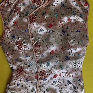 Vintage  Chinese Old Silk Jacket Vest The Old Peking Silk Co Nathan Rd Kowloon Hong Kong