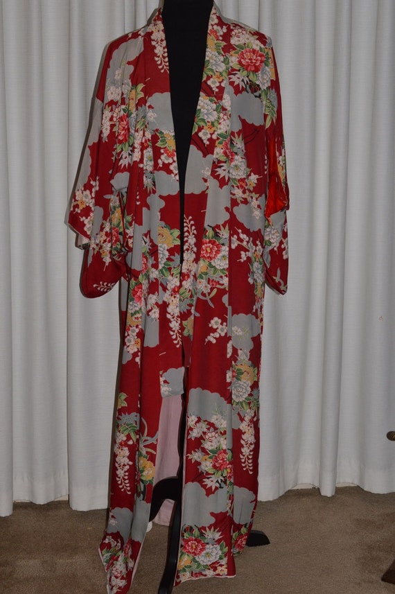 Vintage Silk Japanese Kimono Made in Japan 1930s - image 3