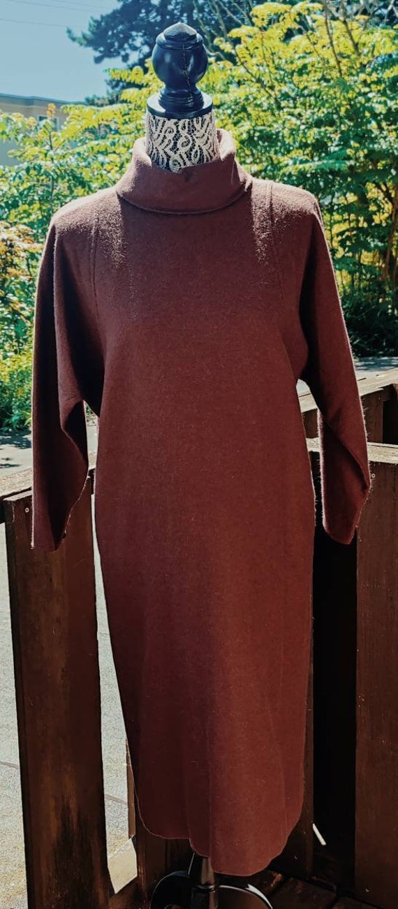 Vintage EMANUEL UNGARO Dress Braun Wool 1980s View 2