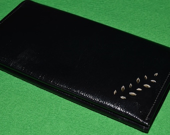 vintage Wallet RENWICK Soft Touch Cuir Noir Fabriqué au Canada