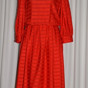 Vintage Dress Red Albert Nipon The Mark of The World Best 1990 Pure Wool L. Magnin image 2