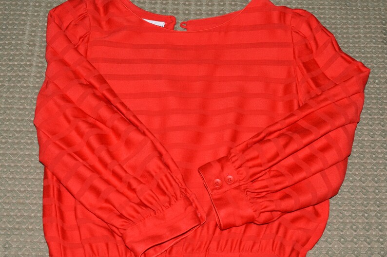 Vintage Dress Red Albert Nipon The Mark of The World Best 1990 Pure Wool L. Magnin image 9