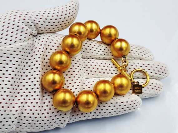 Vintage Bracelet by ANNE KLEIN Golden Balls 1990s - image 4