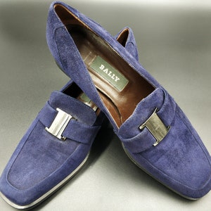 Vintage Shoes Suede Dark Blue Bally 1990s