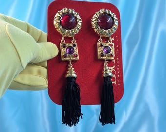 Autentici orecchini a clip con nappe massicce ESCADA Margaretha Ley VINTAGE, primi anni '90