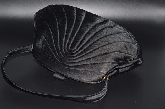 Vintage Handbag Art Deco Evening Bag Black Silk S… - image 3