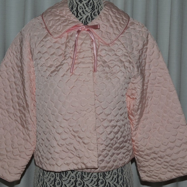 50s Barbizon Pink Quilted Bed Jacket Boudoir Swing Jacket  Pinup Girl Burlesque Bombshell Lingerie, Cult Party Kei