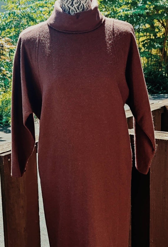 Vintage EMANUEL UNGARO Dress Braun Wool 1980s View 3