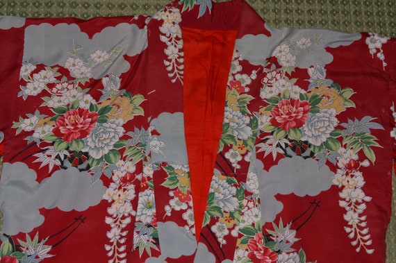 Vintage Silk Japanese Kimono Made in Japan 1930s - image 7