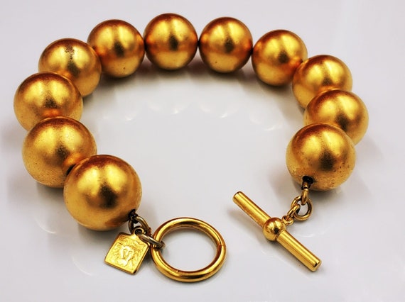 Vintage Bracelet by ANNE KLEIN Golden Balls 1990s - image 2