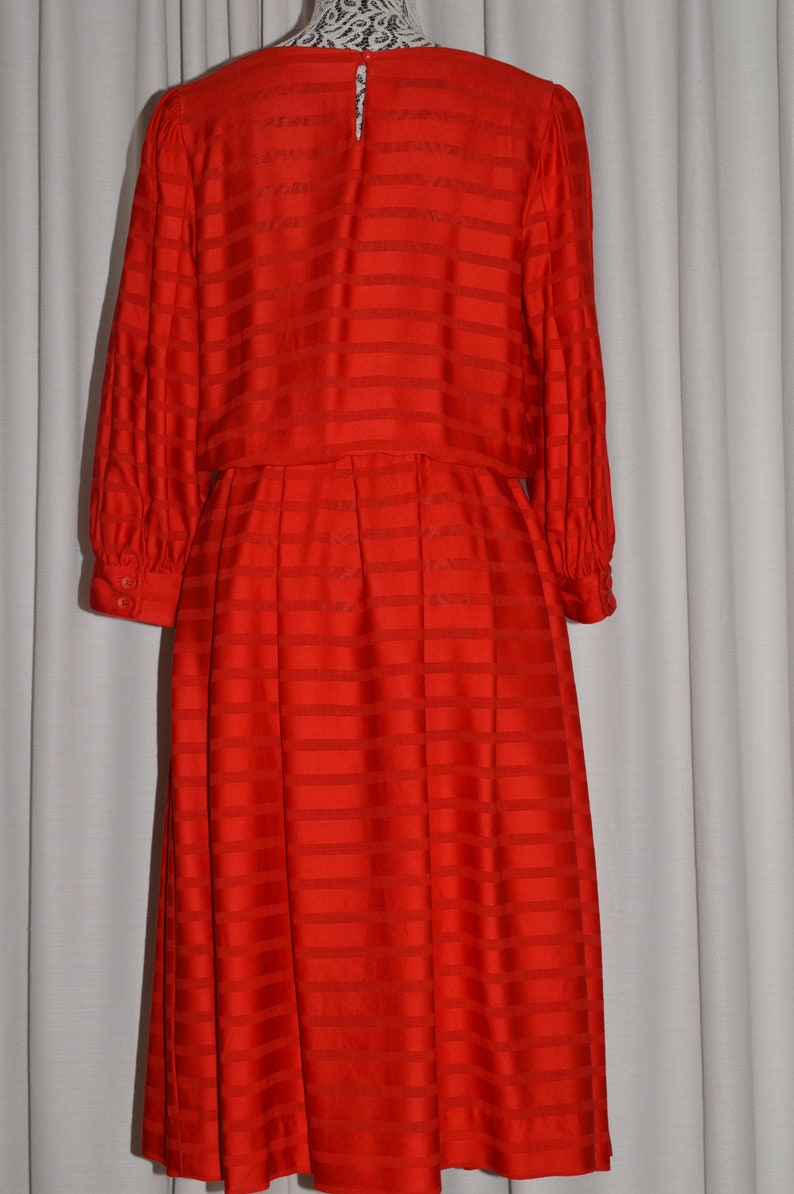 Vintage Dress Red Albert Nipon The Mark of The World Best 1990 Pure Wool L. Magnin image 5