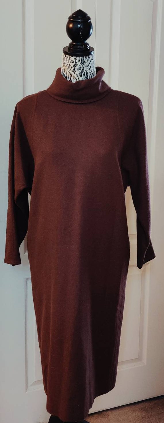Vintage EMANUEL UNGARO Dress Braun Wool 1980s View 5