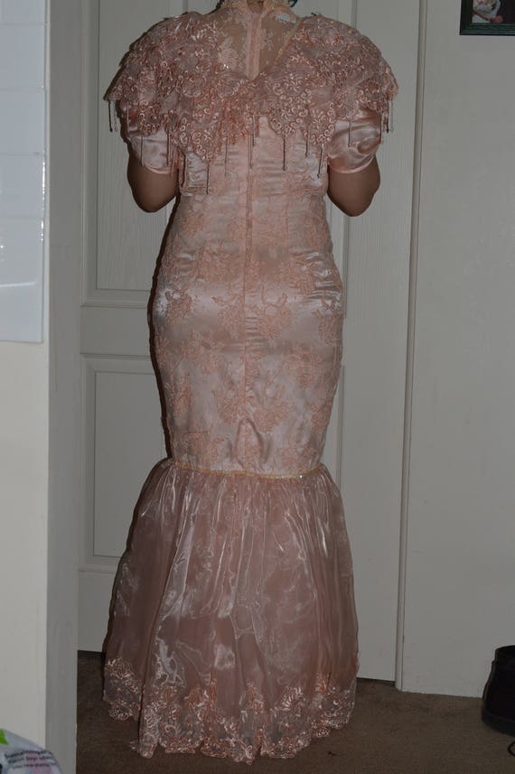 Vintage Peach Dress Mermaid 1980s - image 2