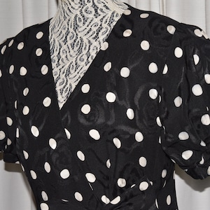 Vintage Dress Silk Black White Polka Dots Richie Freeman for Teri Jon 1980s
