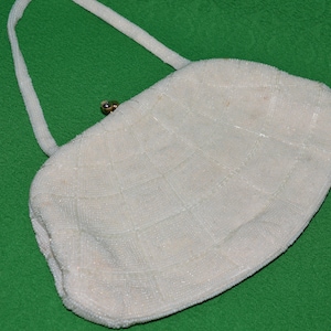 Vintage Handbag Wedding Formal Purse Exciusively for WALBORG White Micro Beads Beaded 1960s