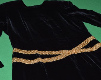 Vintage Oscar de la Renta Black Velvet Cocktail Dress