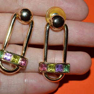 Vintage Earrings Multi Color Crystals image 4