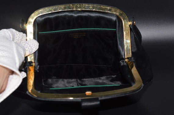 Vintage Handbag Art Deco Evening Bag Black Silk S… - image 7