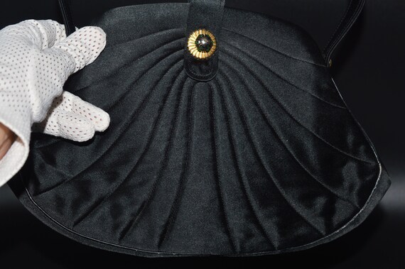 Vintage Handbag Art Deco Evening Bag Black Silk S… - image 4