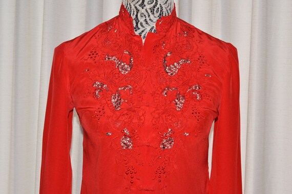 Vintage Silk Red Blouse by PEONY Hand 