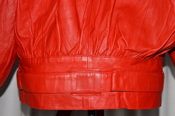 Vintage Red Leather Jacket Coat Woman 1980s - image 7