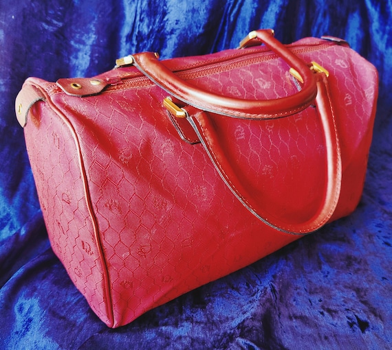 Bolso de lona Boston Bagages autentico de Christian Dior color burdeos anos 1970 1980 fabricado en Francia Etsy Mexico