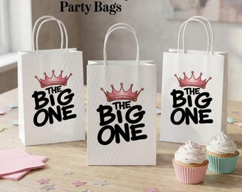 The Big One Girl Favor Bags, First Birthday Party Bags, Pink Crown Birthday Treat Bags, Hip Hop 1st Birthday Favors, Sweet Legend Bags