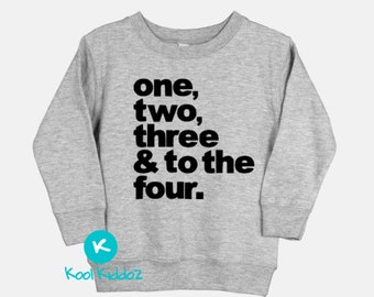 4th Birthday Sweater, Fourth Birthday Shirt, 90’s Hip Hop Birthday Kids Sweater, 4th Birthday Outfit, Rap Lyrics Kids Birthday Sweater 4T