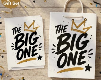 The Big One Gift Bag Set, First Birthday Gift Bag and Card, Black and Gold 1st Birthday Gift Set, Boy Birthday Gift