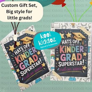 Carte et sac cadeau personnalisés pour l'obtention du diplôme de maternelle, cadeau de fête pour les diplômés de la maternelle, coffret cadeau de remise des diplômes préscolaire, nom souvenir personnalisé