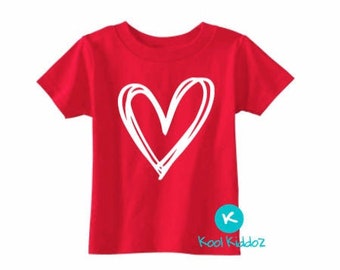 Heart Love Kids Tee, Chemise Saint-Valentin, Kids Valentines Shirt 2T, Chemises pour enfants, Chemise mignonne saint Valentin pour les filles, Filles Valentine Tee