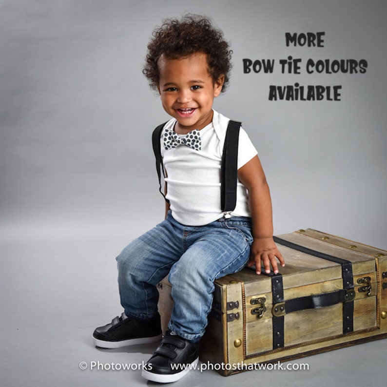 infant suspenders and bow tie outfit