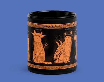Taza de café con gatos de la mitología griega