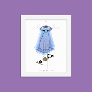 The High Priestess Cat Tarot Card Framed poster