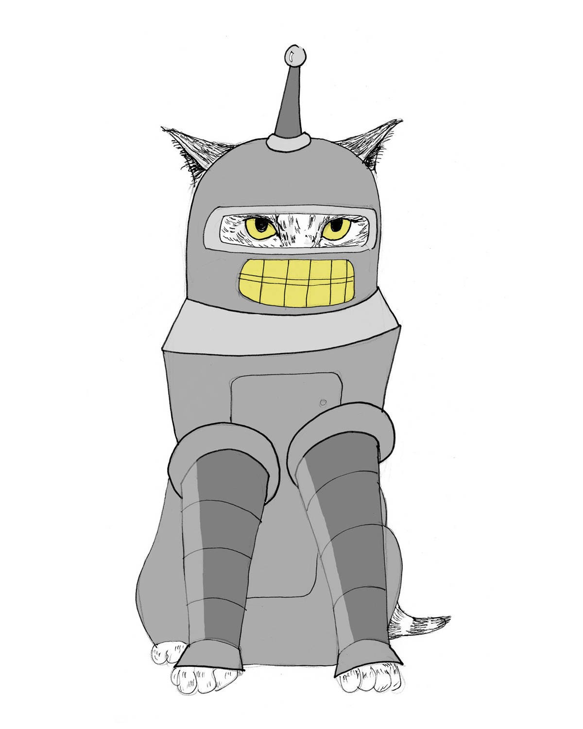 Bender cat Futurama parody drawing Etsy