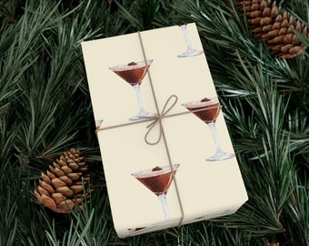Espresso Martini Geschenkpapier, Vintage Weihnachten, Urlaub Geschenkverpackung, Espresso Martini Geschenkverpackung, Weihnachtsgeschenkverpackung, Espresso Martini