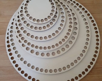 DIY wooden base for round, oval, or square crochet baskets – basket base made of poplar plywood for crocheting, hole diameter 12 mm or 9 mm