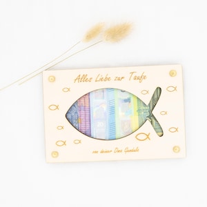 Cadeau d'argent personnalisé poisson poisson pour baptême confirmation communion cadeau de mariage personnalisé avec nom carte cadeau en bois