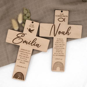 Personalized cross for communion baptism confirmation gift personalized with name made of wood wooden cross communion cross V2
