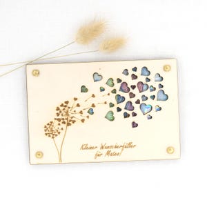 Presente personalizado em dinheiro, cumprimento de desejos, aniversário, batismo, casamento, comunhão, formatura, cartão de presente feito de embalagem de presente de madeira