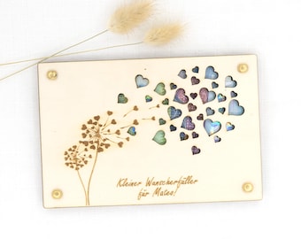 Cadeau d'argent personnalisé Réalisateur de souhaits Anniversaire Baptême Mariage Communion Cadeau de remise de diplôme Carte cadeau en bois Emballage cadeau