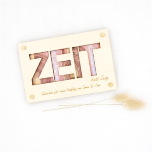 Gepersonaliseerde geldcadeau tijd in plaats van spullen gepersonaliseerd voucher verjaardagscadeau gepersonaliseerd met naam cadeaubon van hout