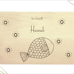 Personalized breakfast board, personalized baby gift, cutting board, breakfast board, board, fish