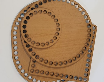 Fondo per cestino all'uncinetto da 6" x 6" base in legno a forma di cuore da 6pz 781954250528