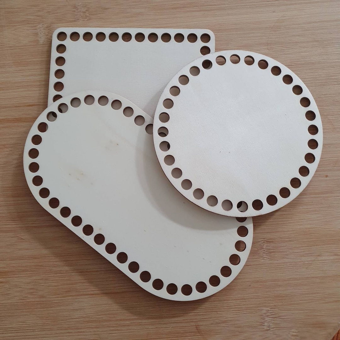 Lot De 6 Bases En Bois Pour Panier Au Crochet - Fond De Panier Naturel DIY - Idéal Bricolage Et Décoration - 13