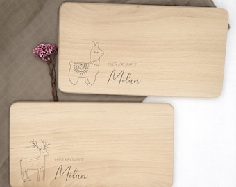 Tagliere per la colazione personalizzato per bambini | Tagliere in legno con incisione | Regalo per nascita, battesimo, iscrizione a scuola o compleanno A