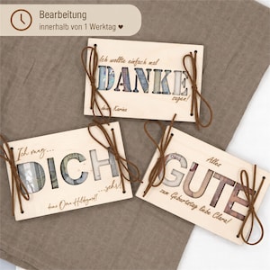 Regalo in denaro personalizzato, realizzazione di desideri, ringraziamento, regalo per compleanno importante, regalo di anniversario, biglietto di auguri in legno, confezione regalo B2