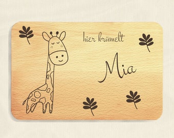 Personalisiertes Frühstücksbrettchen, personalisiertes Geschenk für Kinder, Schneidebrett, Frühstücksbrett, Brettchen, Giraffe