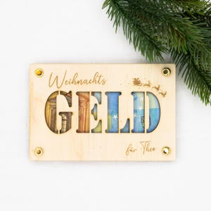 Gepersonaliseerd geld cadeau Kerst wensvervuller Kerstcadeau houten cadeaukaart cadeauverpakking met naam