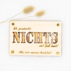 Personalisiertes Geldgeschenk Wunscherfüller runder Geburtstag Jubiläum Geschenk Geschenkkarte aus Holz Geschenkverpackung nichts gewünscht